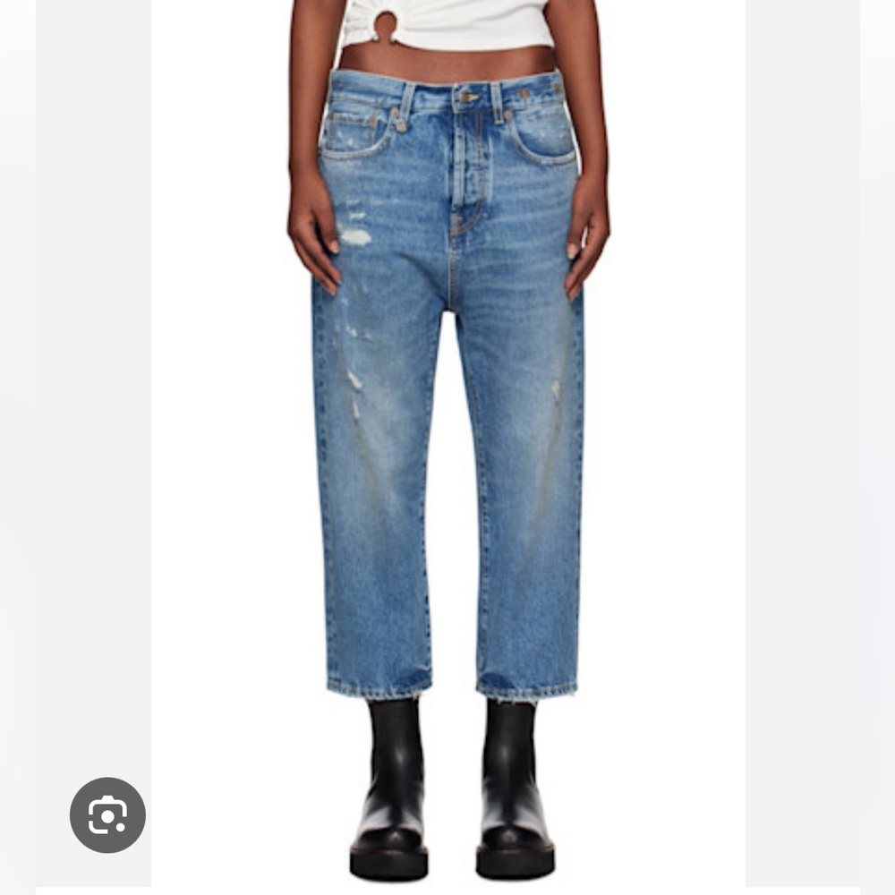 R13 Tailored Drop Jeans in Bain Blue